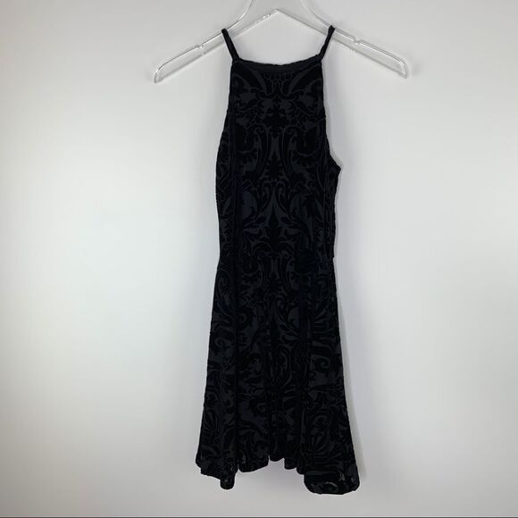 AQUA Sleeveless Black Burnout Velvet Pattern Little Black Dress S - Picture 2 of 13